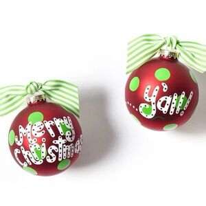 Merry Christmas Y’all Red and Green Glass Ornament by Coton Colors